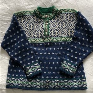 ~SOLD~Vtg LLBean Nordic Wool Sweater, Blue Green